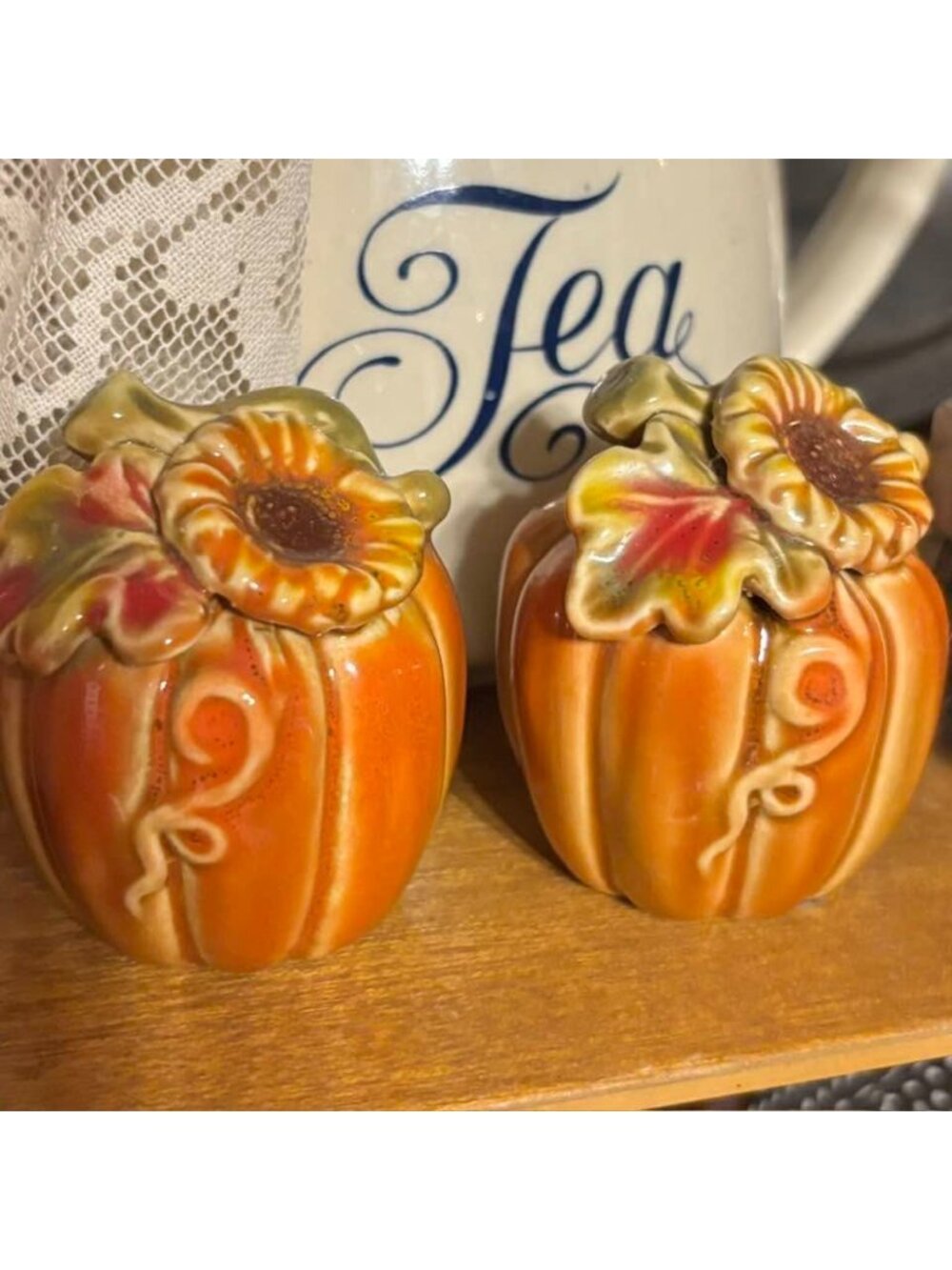 Vintage Ceramic Pumpkin Salt & Pepper Shakers | Fall Harvest Thanksgiving Decor - Picture 5 of 5